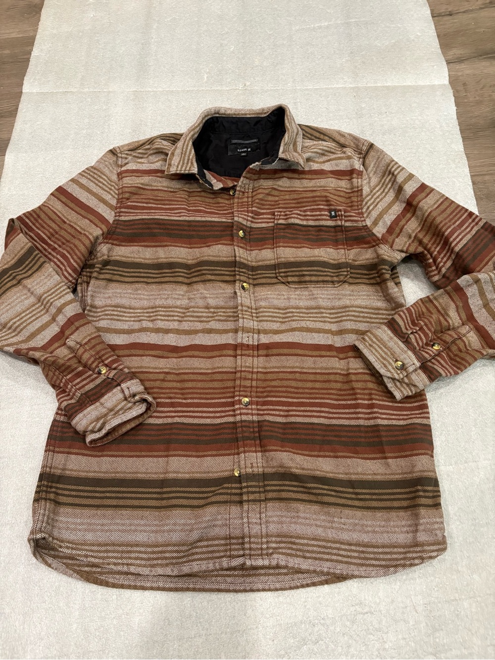 Roark Men's Brown & Tan Striped Button-Down Shirt